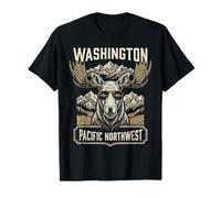 Washington PNW Pacific Northwest Alce Vintage Souvenir Maglietta