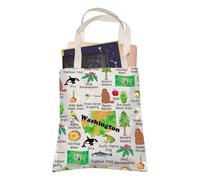 Washington Tote Bag Evergreen State Vacation Lover Borsa per la spesa riutilizzabile WA regalo da viaggio per migliore amica mamma papà, Washington, 35cm ( 13.78 inch ) * 38 cm ( 14.96 inch)