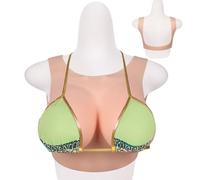WASHLA Pettorale in Silicone con Colletto Tondo Realistiche Forme del Seno Touch Morbide Tette Finte per Transgender Mastectomy(Size:Coppa E,Color:Color 1)
