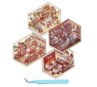 Washranp Adesivi in vinile antistress riutilizzabili fai da te set di adesivi 3D con pinzette scena per supermercato caffetteria Cat Cafe B 1 set