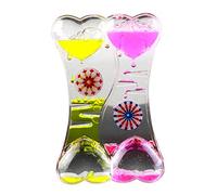 Washranp Doppio Cuore Liquid Motion Bubble Gocciolamento Olio Clessidra Timer Orologio Giocattolo per Bambini Regalo Home Office Desk Decor Table Decor Ornament Giallo Rosa