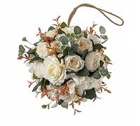 Washranp Fiore Artificiale Appeso, Palla di Fiori Finti Palla di Fiori Colorati in Plastica Realistica Eterna per La Decorazione della Festa Nuziale, Giardino di Casa Fai da Te Bianca