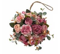 Washranp Fiore Artificiale Appeso, Palla di Fiori Finti Palla di Fiori Colorati in Plastica Realistica Eterna per La Decorazione della Festa Nuziale, Giardino di Casa Fai da Te Rosa Scuro