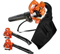 Washranp Soffiatore a benzina da 26 CC - Soffiatore portatile da giardino e aspiratore, doppio scopo (soffiaggio/aspirazione) con tubo dritto e curvo, ideale per la pulizia del patio, la cura del