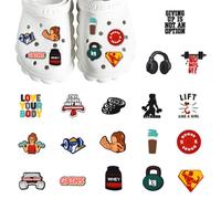 Wasise 18 ciondoli a forma di coccodrillo a forma di coccodrillo, simpatiche clip per scarpe in stile cartone animato, accessori per scarpe fai da te, decorazioni sportive per zoccoli, ciondoli per