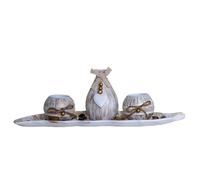 Wasise Accessori per la casa in stile shabby chic, 4 portacandele in legno e vassoio, portacandele da tè, centrotavola per sala da pranzo, ornamenti per soggiorno, decorazione da tavolo