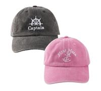 Wasise Cappello nautico - 2 cappelli da capitano con berretto da baseball, cappelli regolabili per coppie, regali nautici per uomini, cappelli da capitano, accessori per barche marine, berretto estivo