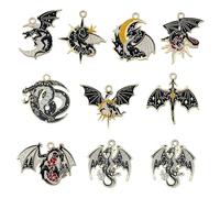 Wasise Ciondoli a forma di drago, 10 ciondoli a forma di drago per la creazione di gioielli, merchandising della quarta ala, regali gotici fai da te, ciondoli gotici per realizzare braccialetti con