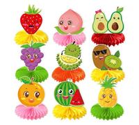 Wasise Decorazioni di compleanno a forma di frutta danzante, 9 pezzi, decorazioni a nido d'ape con frutta tropicale, per feste estive e feste di compleanno, vivaci decorazioni a nido d'ape a tema