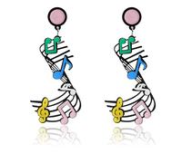 Wasise Orecchini a forma di nota musicale, gioielli punk rock in acrilico, graziosi orecchini, divertenti orecchini pendenti bohémien, gioielli stravaganti per donne, gioielli rosa neon per gli amanti