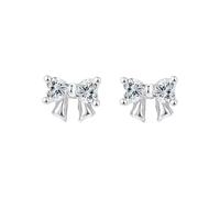 Wasise Orecchini a perno con fiocco, orecchini a perno in argento, minimalisti con zirconi cubici, ipoallergenici, placcati in argento, con cristalli scintillanti, idea regalo per matrimoni, San