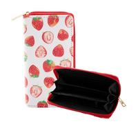 Wasise Portafoglio con fragola, regalo per donne, grazioso portafoglio, in pelle PU, con cerniera lunga, porta carte di credito, grazioso regalo estetico per lei, portamonete per donne, regali di