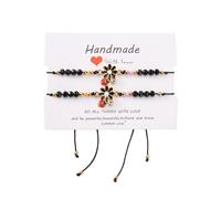 Wasise Regali a forma di coccinella da donna, 2 braccialetti a forma di coccinella, braccialetto regolabile con margherita, braccialetti con ciondoli a forma di coccinella, braccialetti con perline