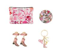 Wasise Regali da donna con cowgirl: 4 regali occidentali per le donne con borsa per il trucco, orecchini, portachiavi e adesivi, regalo a tema cowgirl, regalo per il ritorno a scuola per la migliore