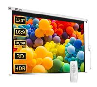 WASJOYE 120 "Schermo Proiettore Motorizzato Diagonale Elettrico Proiezione Automatica 16: 9 Telo Videoproiettore HD 8K per il Gioco per Uffici di Cinema Home Theater Projector Screen W/telecomando