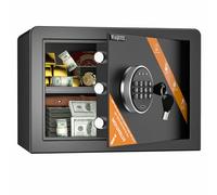 WASJOYE 25L Cassaforte con Chiave, Cassetta di Sicurezza per Denaro Tastiera Digitale Elettronica,Casseforti da Armadio per Casa Ufficio Hote Attività Commerciale Gioielleria Pistola Contanti