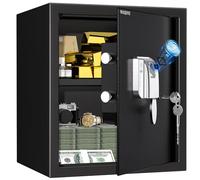 WASJOYE 43L Cassaforte per Impronte Digitali, Cassaforti Biometrica con Chiave, Cassaforte Elettronic Automatica con Identificazione delle Dita, Cassetta di Sicurezza per Casa Hotel Ufficio-40*35*31cm
