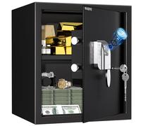 WASJOYE 43L Cassaforte per Impronte Digitali, Cassaforti Biometrica con Chiave, Cassaforte Elettronica Automatica con Identificazione delle Dita, Cassetta di Sicurezza per Casa Hotel Ufficio