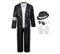 Waslary Costume da discoteca anni '70, unisex, stile Michael | Costume da ballo da discoteca per ragazzi per Halloween e carnevale