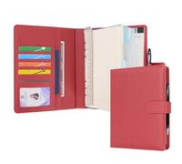 WASON A5 Diario in Pelle PU con Carta Ricaricabile, Portfolio ad Anelli Rimovibile con Clipboard, Blocco per Scrivere e Penna per Viaggi, Affari, Scuola, Organizzatore (Rosso)