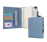 Wason A5 Diario in Pelle PU con Carta Ricaricabile, Portfolio ad Anelli Rimovibile con Clipboard, Blocco per Scrivere e Penna per Viaggi, Affari, Scuola, Organizzatore (Blu nebbia)