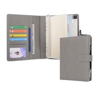 WASON A5 Diario in Pelle PU con Carta Ricaricabile, Portfolio ad Anelli Rimovibile con Clipboard, Blocco per Scrivere e Penna per Viaggi, Affari, Scuola, Organizzatore (Grigio)