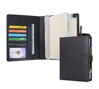 Wason A5 Diario in Pelle PU con Carta Ricaricabile, Portfolio ad Anelli Rimovibile con Clipboard, Blocco per Scrivere e Penna per Viaggi, Affari, Scuola, Organizzatore (Nero)