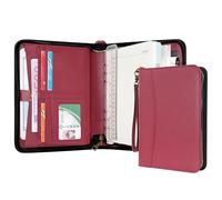 Wason A5 Portfolio Agenda con Anelli e Cerniera - Quaderno in Pelle PU con Blocco Note Staccabile e Ricaricabile, Blocco Legale per Organizzazione Aziendale, Studio e Viaggi (Rosso)