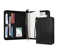 Wason A5 Portfolio Agenda con Anelli e Cerniera - Quaderno in Pelle PU con Blocco Note Staccabile e Ricaricabile, Blocco Legale per Organizzazione Aziendale, Studio e Viaggi (Nero)