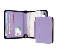 Wason A5 Portfolio Agenda con Anelli e Cerniera - Quaderno in Pelle PU con Blocco Note Staccabile e Ricaricabile, Blocco Legale per Organizzazione Aziendale, Studio e Viaggi (Viola)
