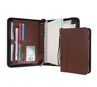 Wason A5 Portfolio Agenda con Anelli e Cerniera - Quaderno in Pelle PU con Blocco Note Staccabile e Ricaricabile, Blocco Legale per Organizzazione Aziendale, Studio e Viaggi (Caffè)