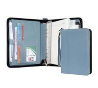 WASON A5 Portfolio Agenda con Anelli e Cerniera - Quaderno in Pelle PU con Blocco Note Staccabile e Ricaricabile, Blocco Legale per Organizzazione Aziendale, Studio e Viaggi (Blu nebbia)