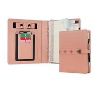 WASON Diario A5 in pelle PU con raccoglitore a righe con penna carta ricaricabile portfolio con portablocco rimovibile blocco note per agenda scolastica di viaggi d'affari (Rosa)