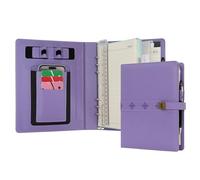 WASON Diario A5 in pelle PU con raccoglitore a righe con penna carta ricaricabile portfolio con portablocco rimovibile blocco note per agenda scolastica di viaggi d'affari (Viola)