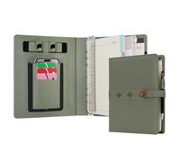 WASON Diario A5 in pelle PU con raccoglitore a righe con penna carta ricaricabile portfolio con portablocco rimovibile blocco note per agenda scolastica di viaggi d'affari (Verde)