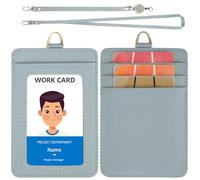 Wason Porta Badge in Vera Pelle con Laccetto Rimovibile, Cinturino a Mano e Mulinello Retrattile, 5 slot per carte di credito per studenti infermieri dottori ingegneri autisti (Blu)