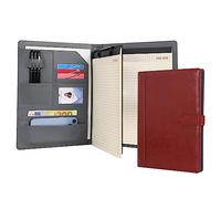 Wason Portadocumenti in pelle A4 con Appunti Blocco note Portamoduli Documento di scrittura File - Organizzatore di conferenze per riunioni Organizzatore di interviste (Rosso)