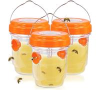 Wasp di solari, 3 pezzi di carpenter trappola per ape con una trappola vespa a led leggera riutilizzabile per esterno per il patio all'aperto, cantiere (arancione) solari