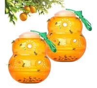 Wasp Trap, 2 Pack Hornet Catcher, Reusable Outdoor Bait Device, Natural Fruit Fly Lure Container, Gourd-Shaped Catcher, Compact Material for Garden, Yard, Patio and Lawn Use