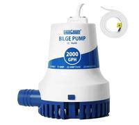 WASSERMANN 2000GPH Prime Pompa di sentina da 12 V, pompe acqua sommergibili marine ad alta resistenza migliorate per imbarcazioni con cavo di alimentazione lungo e protezione antibloccaggio dell'aria