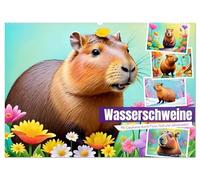 Wasserschweine. Mit Capybaras durch Fluss, Feld und Jahreszeiten (Wandkalender 2026 DIN A2 quer), CALVENDO Monatskalender: Liebling aller kleinen und großen Kinder