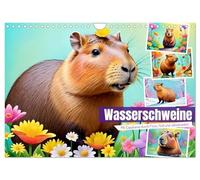 Wasserschweine. Mit Capybaras durch Fluss, Feld und Jahreszeiten (Wandkalender 2026 DIN A4 quer), CALVENDO Monatskalender: Liebling aller kleinen und großen Kinder