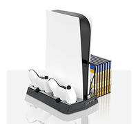 Wasserstein 3 in 1 Sony Playstation 5 verticale con stazione di ricarica controller DualSense, ventola di raffreddamento e archiviazione per videogiochi compatibile con console PS5/PS5 Digital Edition