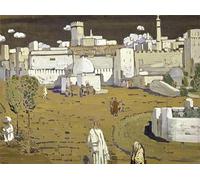 Wassily Kandinsky Poster Stampe a colori Immagine astratta del paesaggio di arte della parete《Città araba》Wassily Kandinsky Dipinto su tela per decorazioni domestiche 70x50cm senza cornice