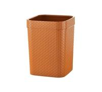 Waste Paper Basket 4 Gallon Square Plastic Trash Can Imitation Rattan Wastebasket Bin with Pressure Ring, for Living Room, Bedroom, Office(Orange)
