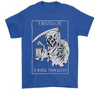 Wasted Life Grim Reaper Gothic Biker Skull Uomo T-Shirt 100% Cotone