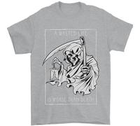 Wasted Life Grim Reaper Gothic Biker Skull Uomo T-Shirt 100% Cotone