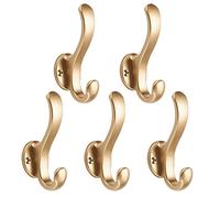 WASYPLSFOI Gancio appendiabiti da parete, gancio per asciugamani, borsa a mano, doppio carico pesante, per parete, bagno, porta, confezione da 5 pezzi, colore: oro