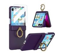 WATACHE Case for Samsung Galaxy Z Flip 7 Case with Ring Kickstand Screen Protector Shockproof Hinge Protection Phone Cover for Galaxy Z Flip 7 2025 5G - Viola