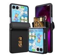 WATACHE Custodia per Samsung Galaxy Z Flip 7 Case with Card Holder, Full Body Protector with Hinge Phone Cover for Samsung Galaxy Z Flip 7 5G 2025 - Black